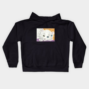 Cute white kitten  cat Kids Hoodie